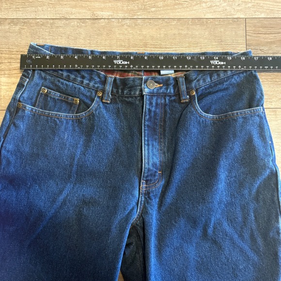 Eddie Bauer Jeans Men 34x34 Blue Dark Wash Flannel Lined Straight Leg Denim - Picture 5 of 8